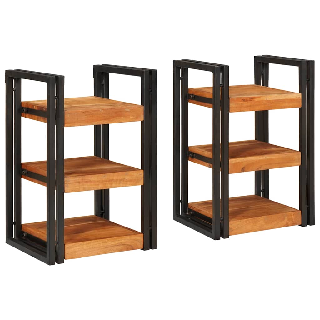 vidaXL Stolik nocny 2 pcs Brązowy i czarny Drewno akacjowe