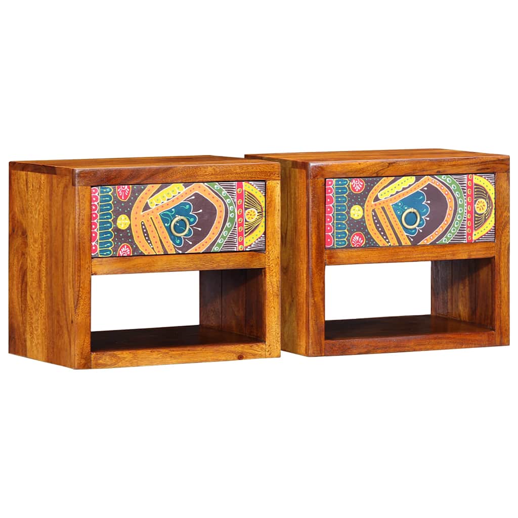 vidaXL Szafka Nocna 2 pcs Brązowy 40 x 35 x 35 cm Lite Drewno Akacji