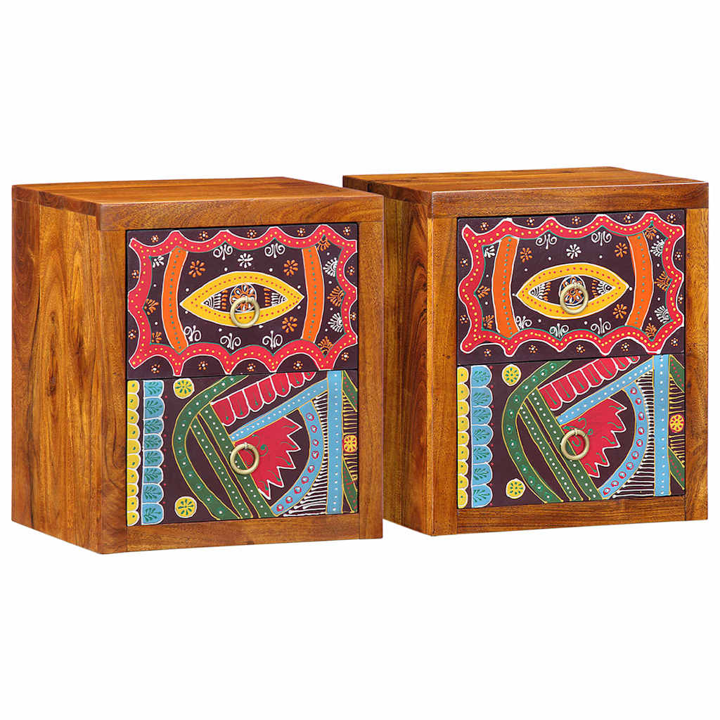 vidaXL Szafka Nocna 2 pcs Brązowy 35 x 30 x 40 cm Lite Drewno Akacji
