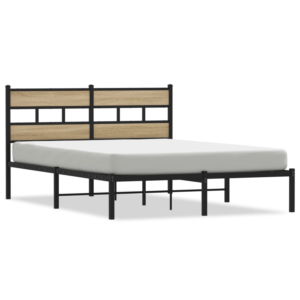 vidaXL Metalowa rama łóżka, bez materaca, dąb sonoma, 160x200 cm