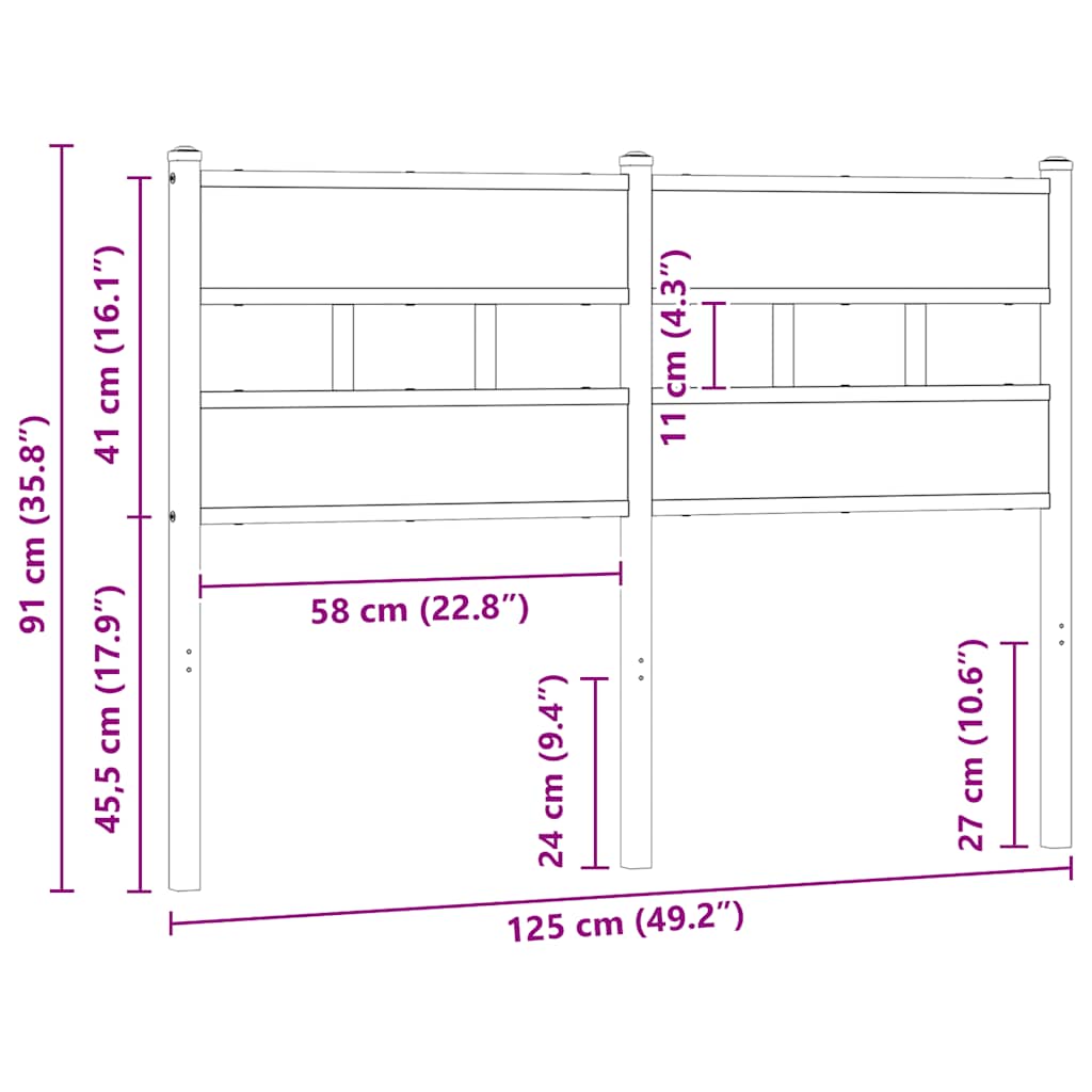 vidaXL Wymienne wezgłowie, brązowy dąb, 120 cm, stal i materiał drewnopochodny