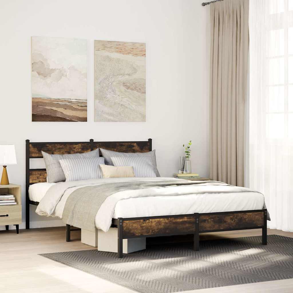 vidaXL Łóżko z wezgłowiem, bez materaca, dąb sonoma, 160x200 cm