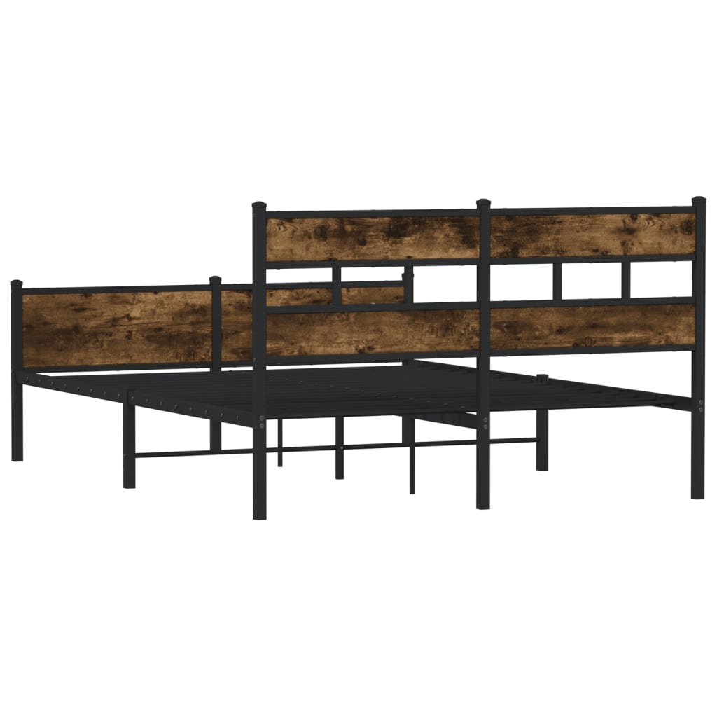 vidaXL Łóżko bez materaca, przydymiony dąb, 140x190 cm