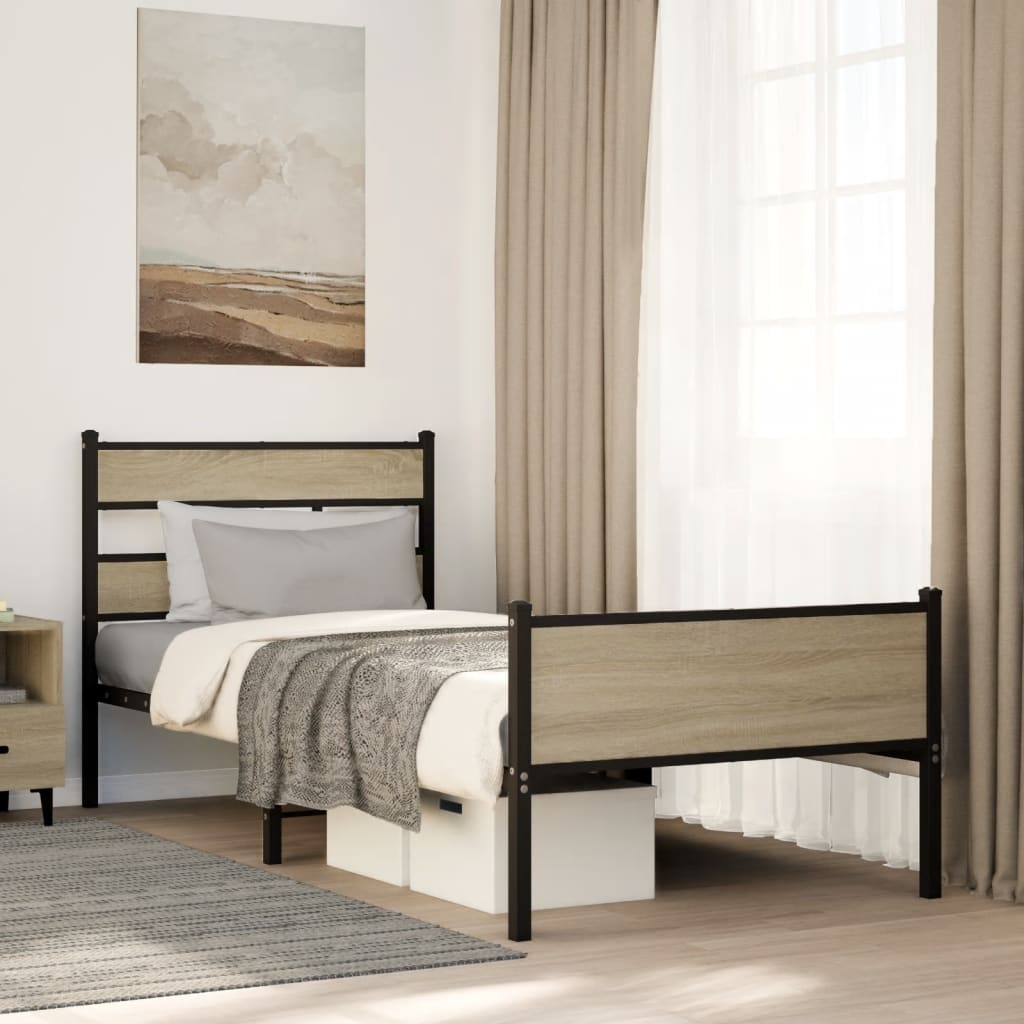 vidaXL Łóżko bez materaca, dąb sonoma, 100x200 cm