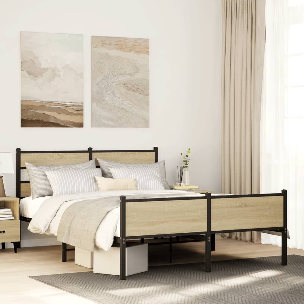 vidaXL Łóżko bez materaca, dąb sonoma, 140x190 cm