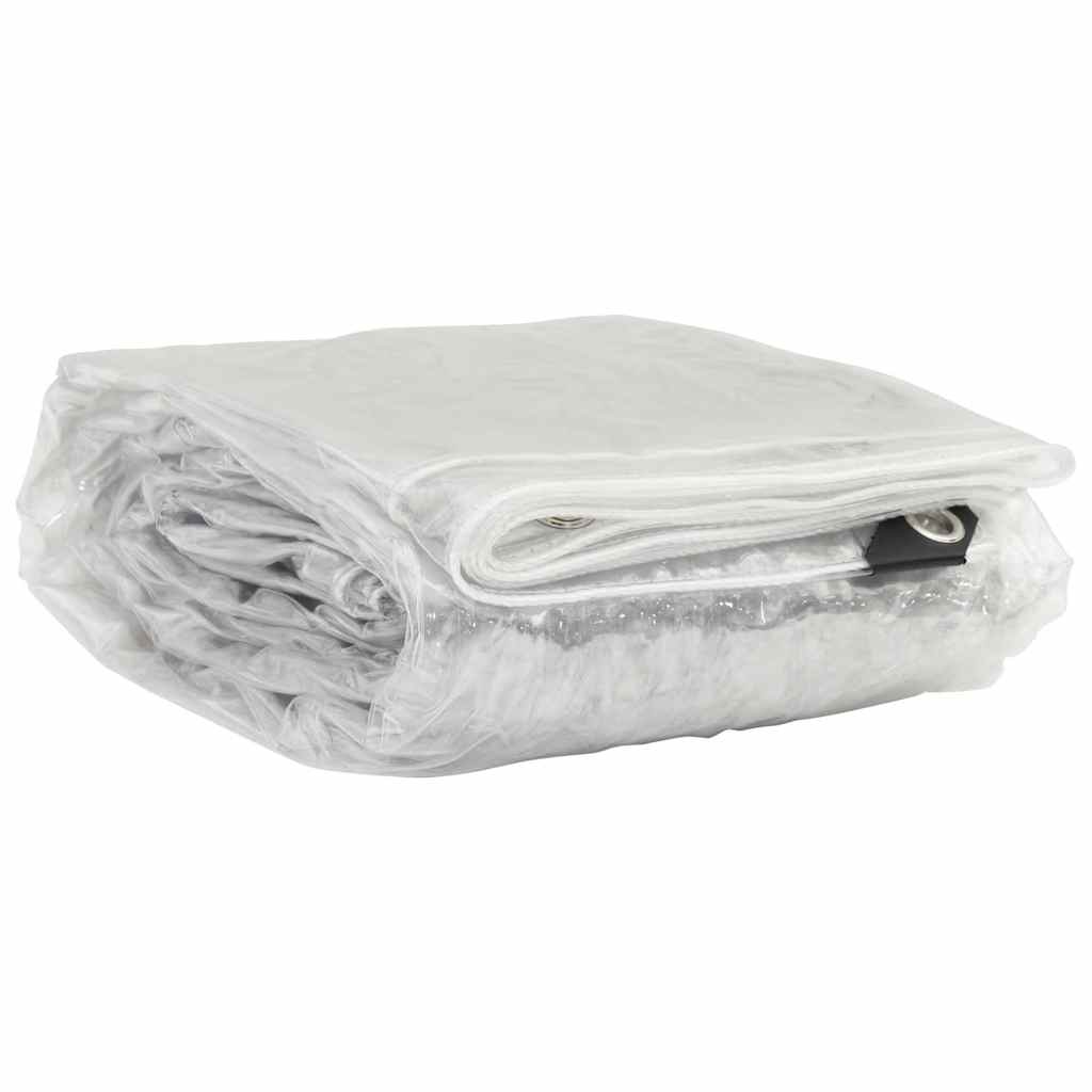 vidaXL Przezroczysta plandeka z oczkami 5x10 m PVC