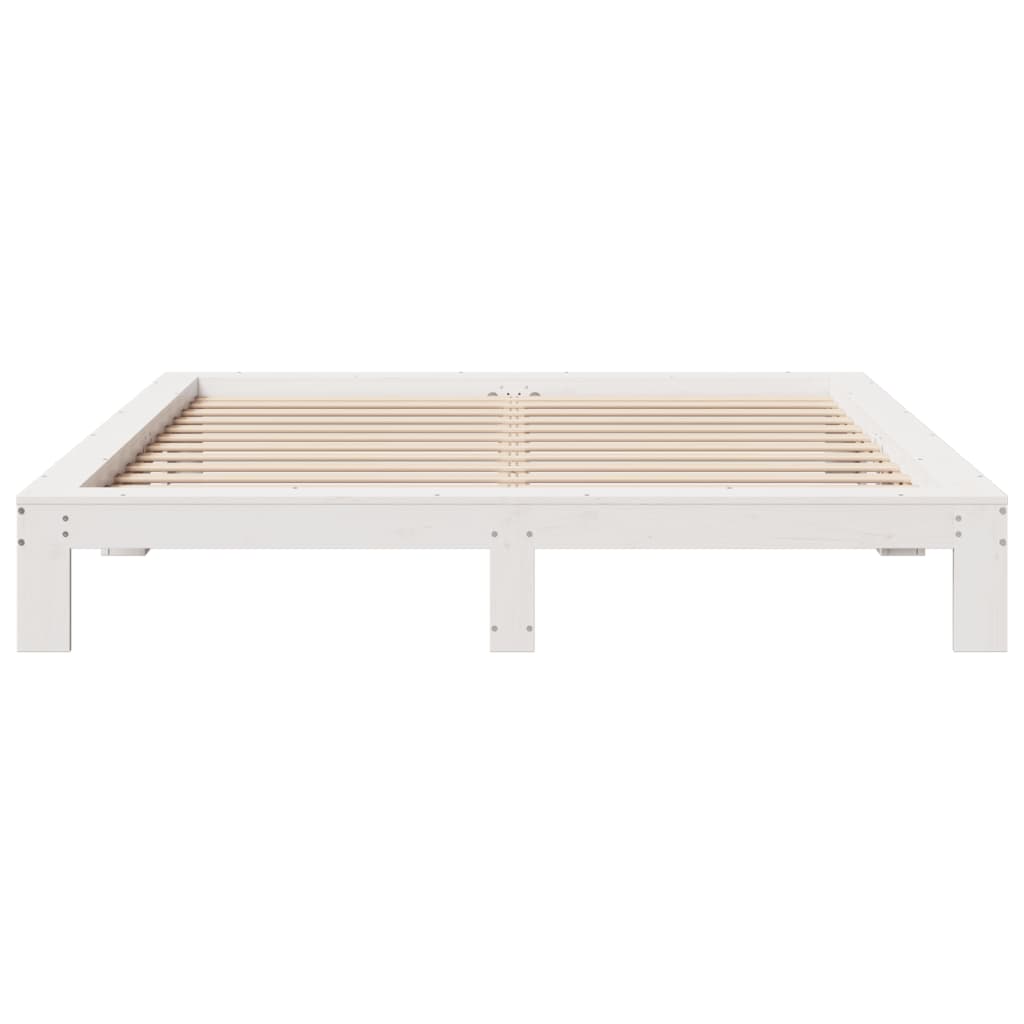 vidaXL Łóżko bez materaca, białe, 200x200 cm, lite drewno sosnowe