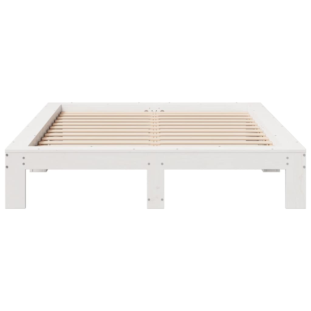 vidaXL Rama łóżka bez materaca, biała, 140x190 cm, lite drewno sosnowe