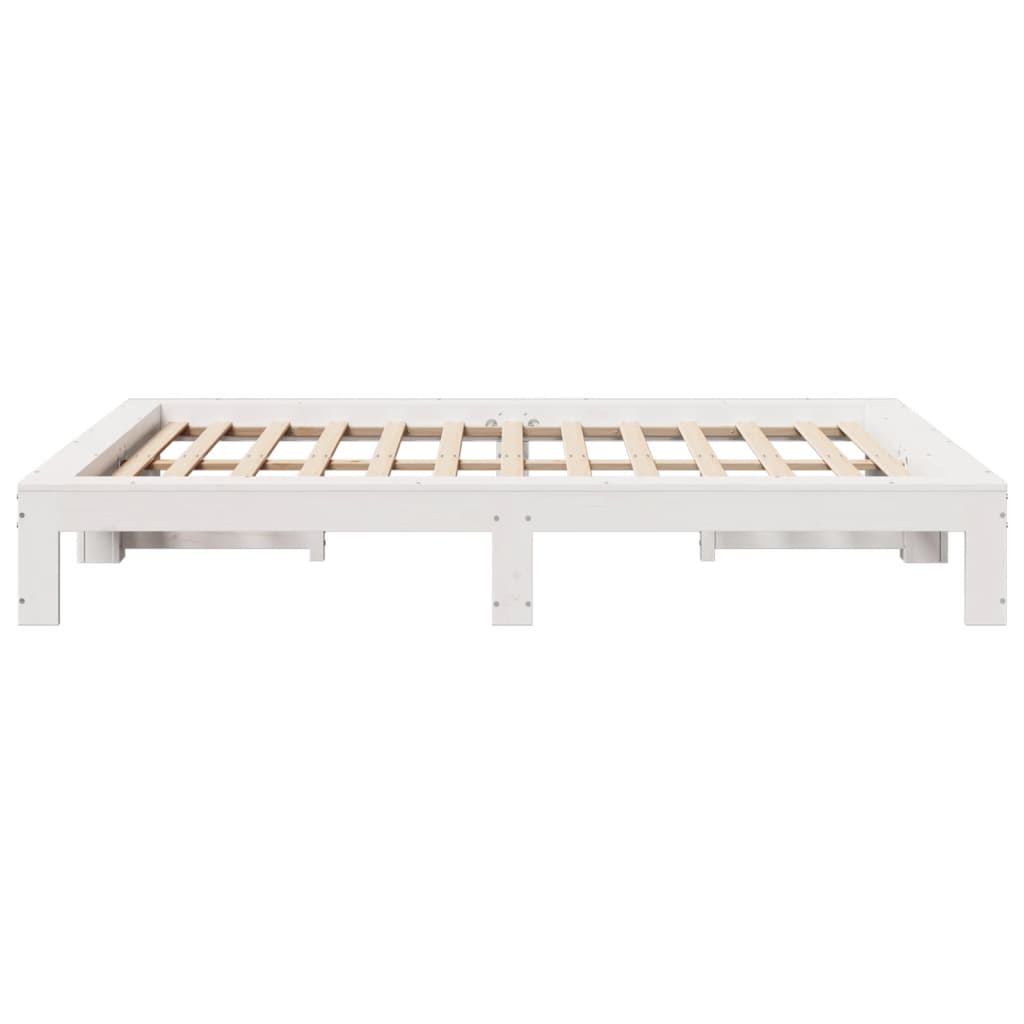 vidaXL Rama łóżka bez materaca, biała, 140x190 cm, lite drewno sosnowe