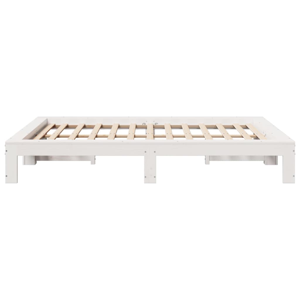 vidaXL Rama łóżka bez materaca, biała, 135x190 cm, lite drewno sosnowe