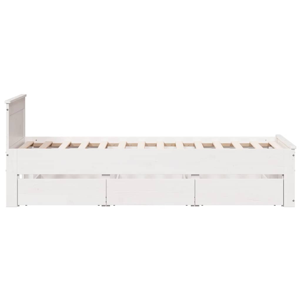 vidaXL Łóżko z wezgłowiem, bez materaca, białe, 90x190 cm, sosnowe