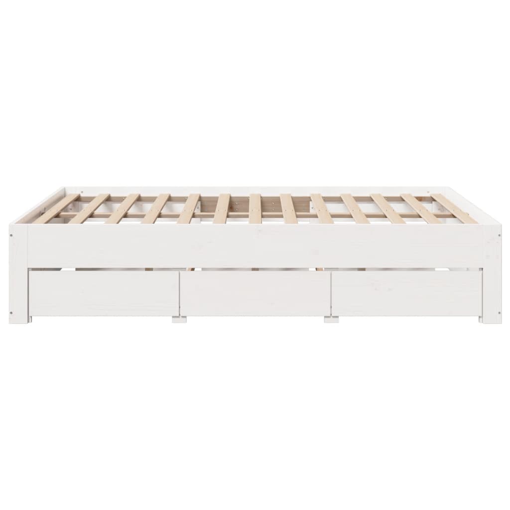 vidaXL Łóżko bez materaca, z szufladami, białe, 140x200 cm, sosnowe