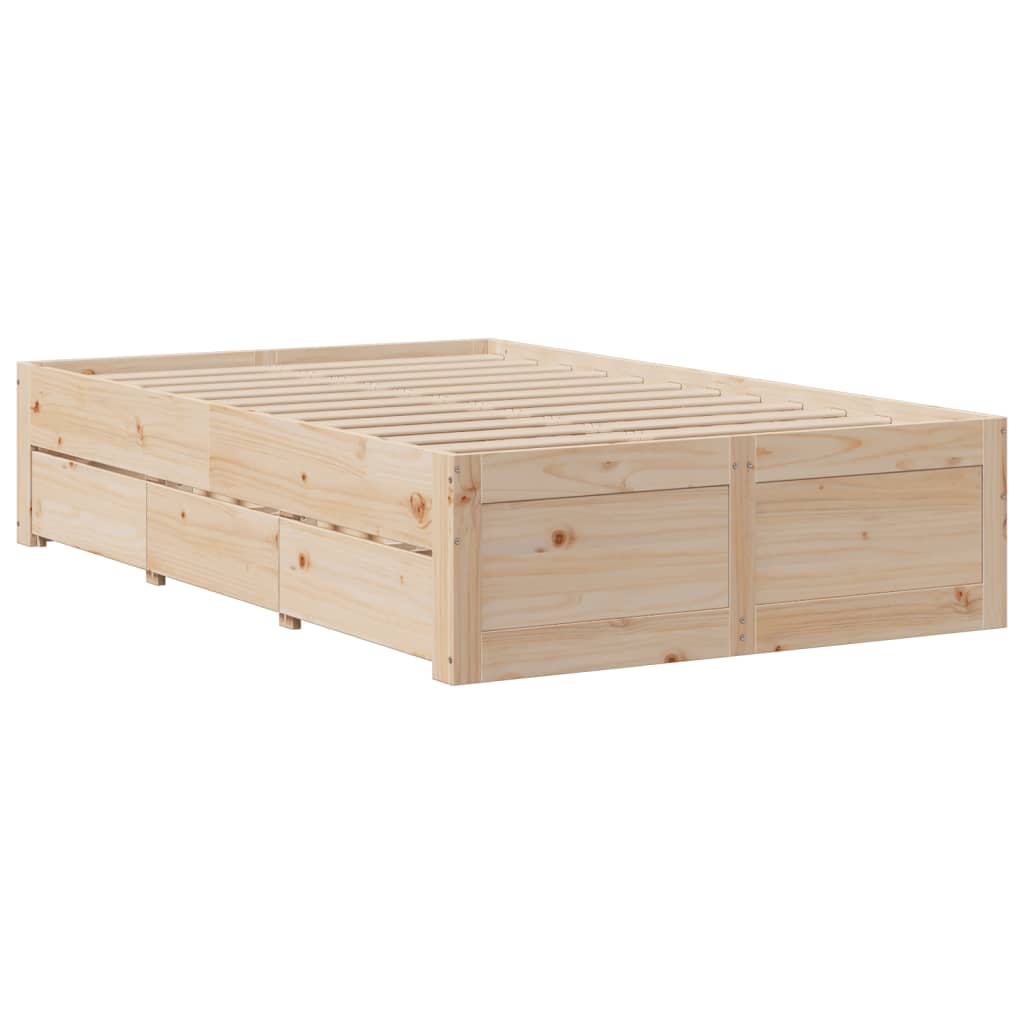 vidaXL Rama łóżka z szufladami, bez materaca, 135x190 cm, sosnowa