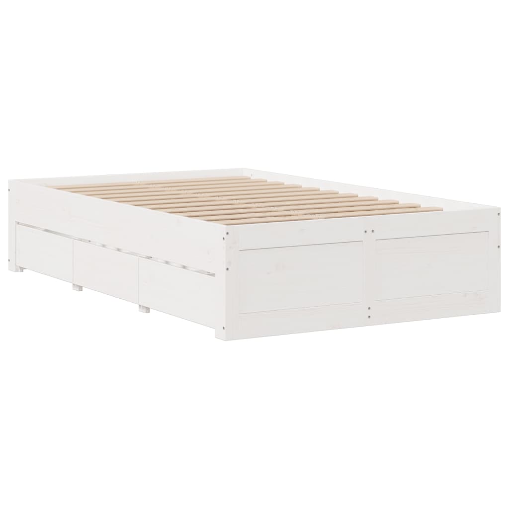 vidaXL Rama łóżka z szufladami, bez materaca, biała, 135x190 cm