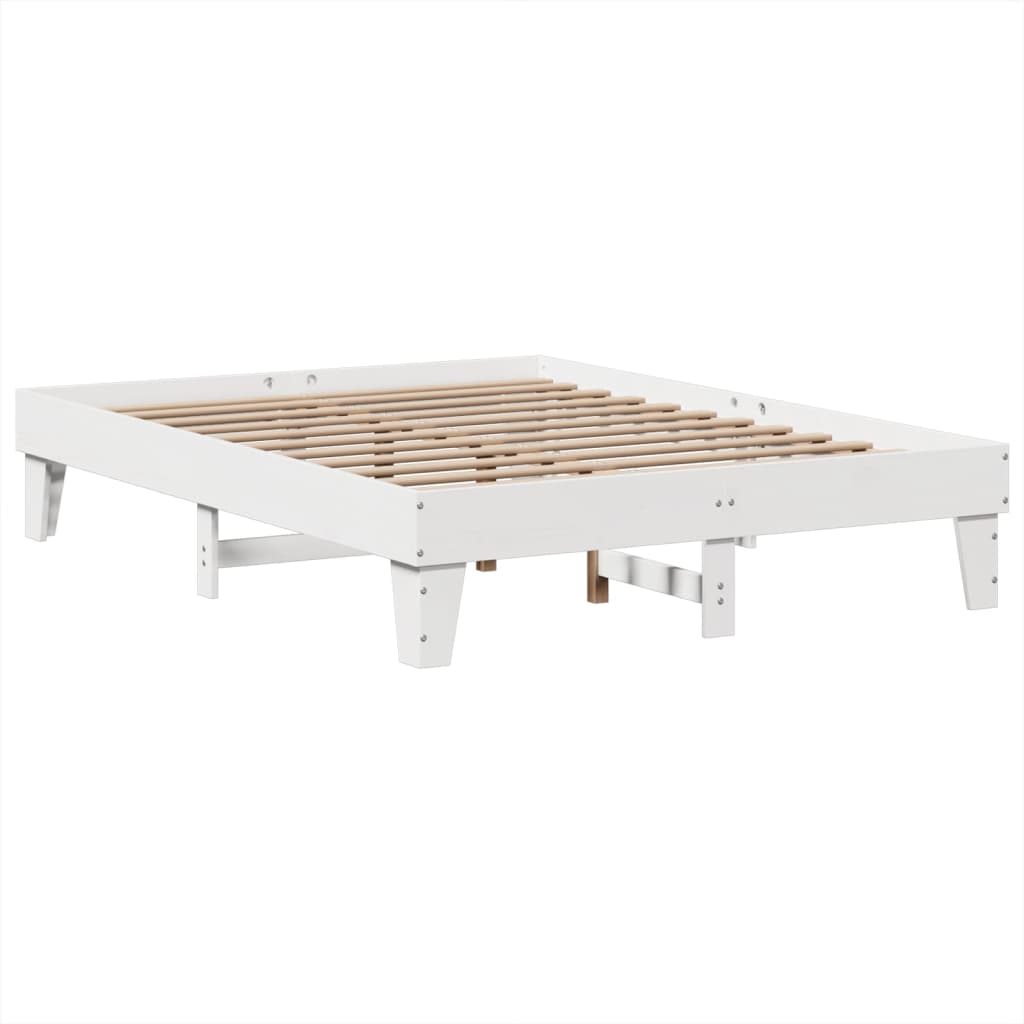 vidaXL Rama łóżka bez materaca, biała, 160x200 cm, lite drewno sosnowe