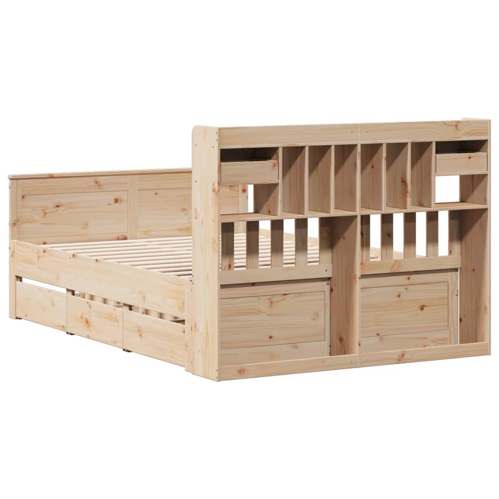 vidaXL Łóżko z regałem, bez materaca, 140x190 cm, sosnowe