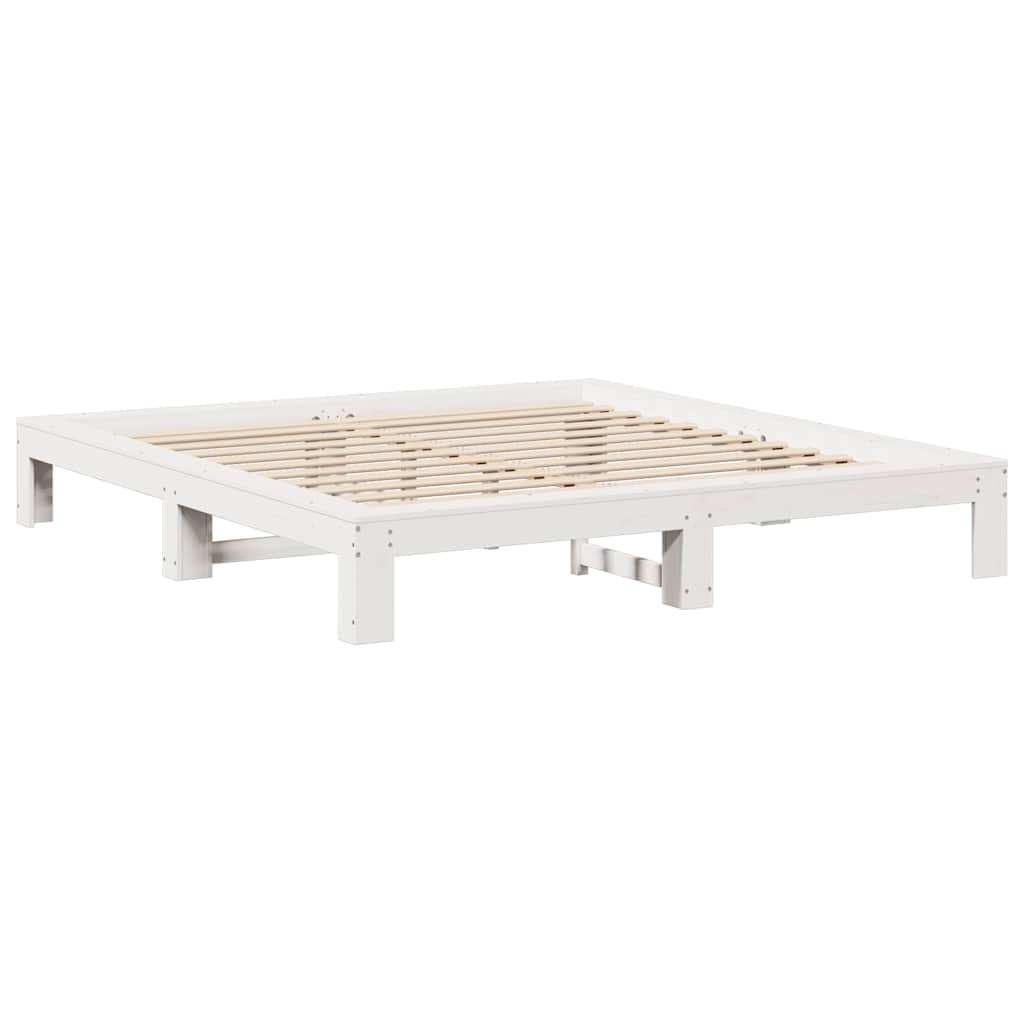 vidaXL Łóżko bez materaca, białe, 200x200 cm, lite drewno sosnowe