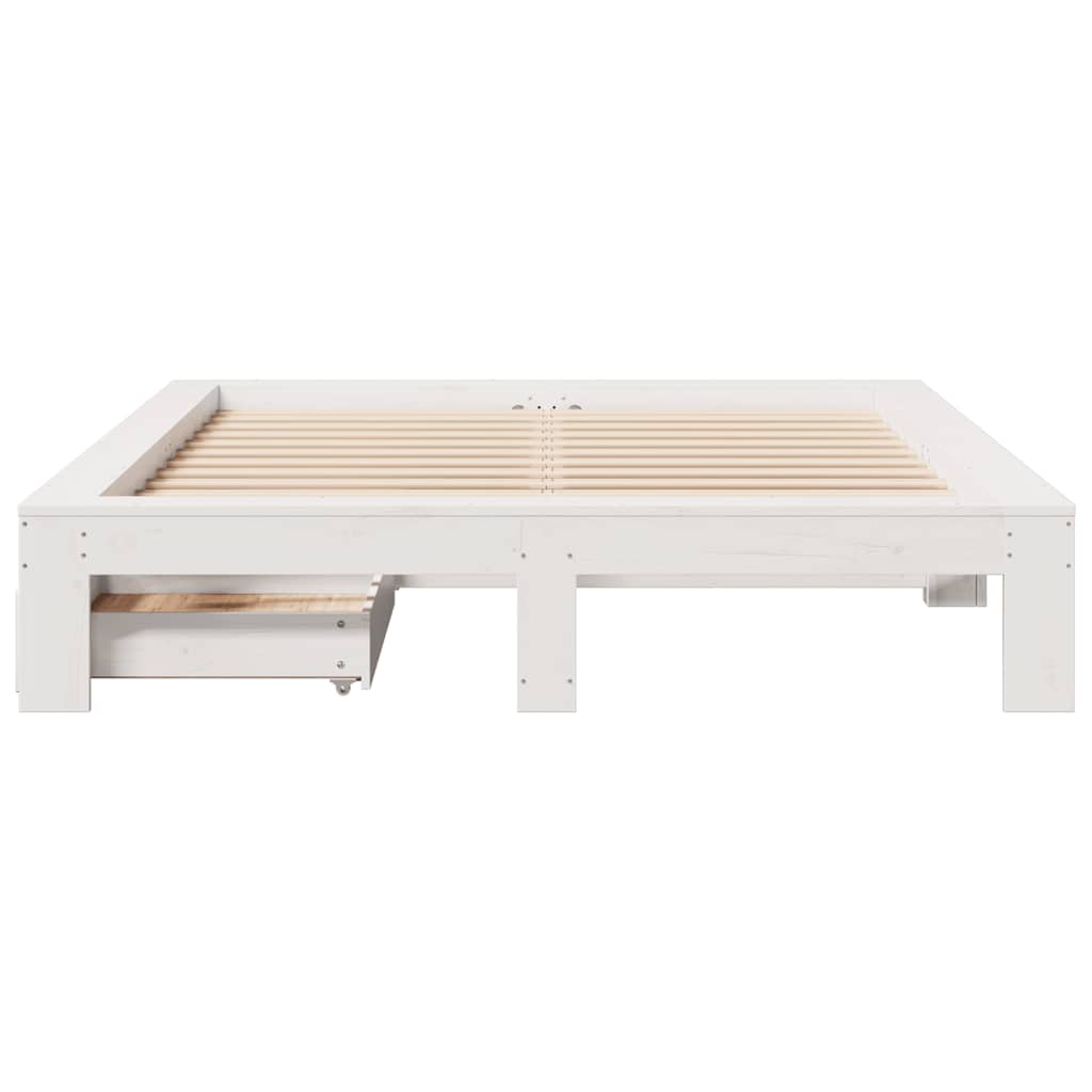vidaXL Rama łóżka bez materaca, biała, 160x200 cm, lite drewno sosnowe