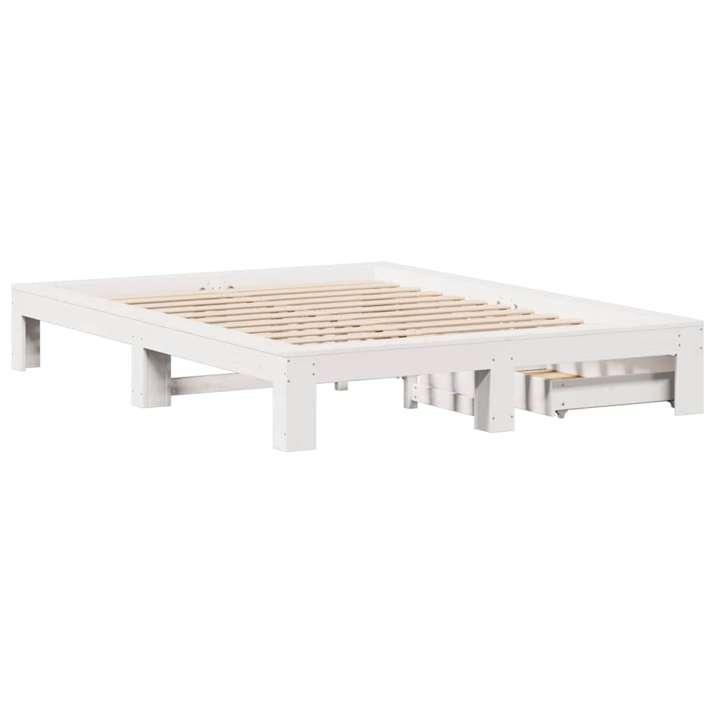 vidaXL Rama łóżka bez materaca, biała, 140x200 cm, lite drewno sosnowe
