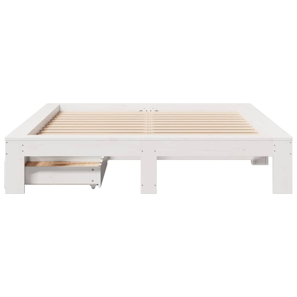 vidaXL Rama łóżka bez materaca, biała, 140x190 cm, lite drewno sosnowe