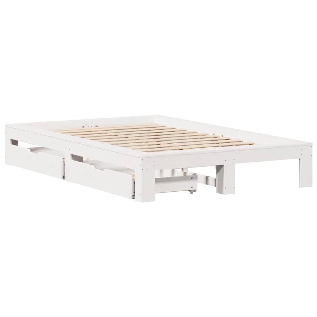 vidaXL Rama łóżka bez materaca, biała, 120x190 cm, lite drewno sosnowe