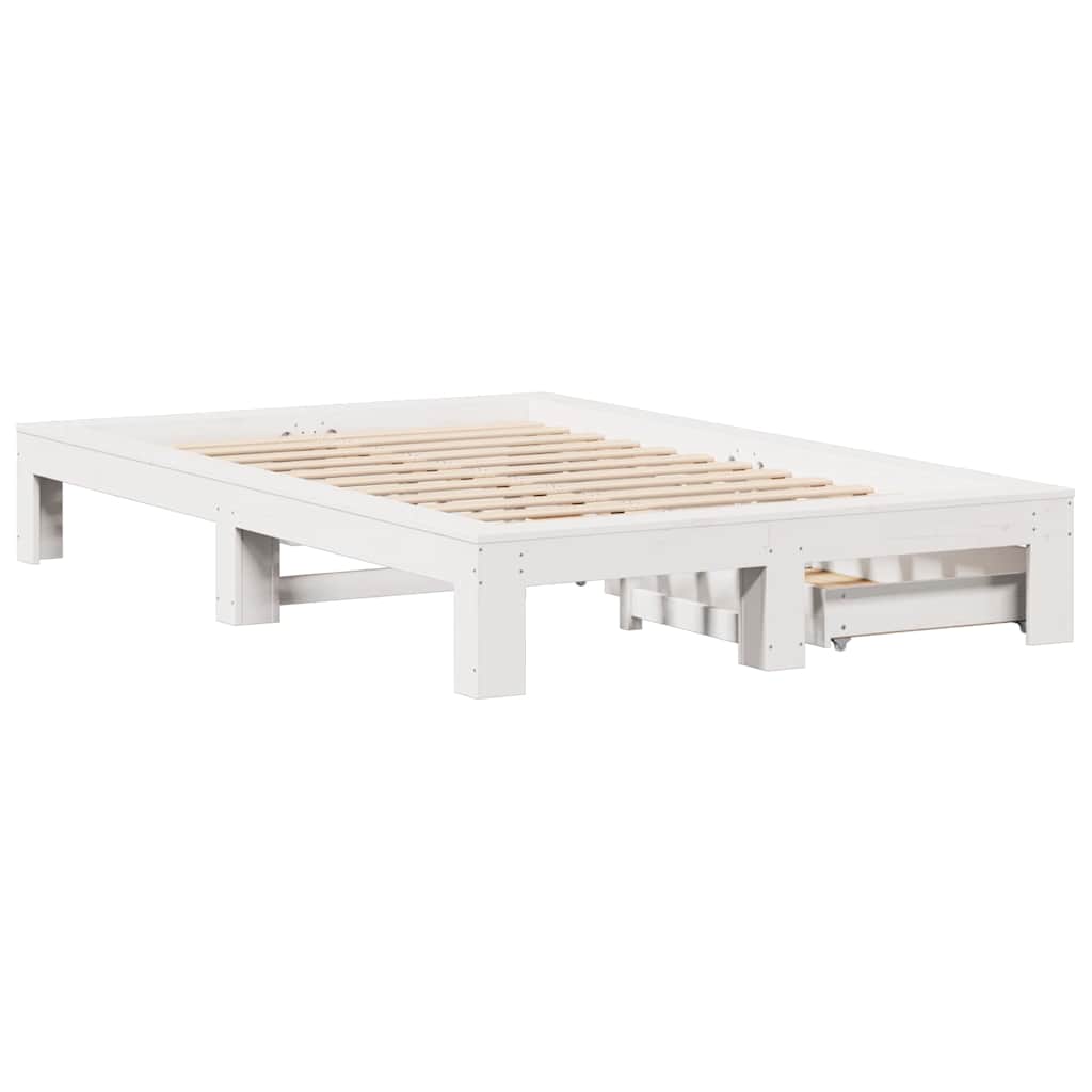 vidaXL Rama łóżka bez materaca, biała, 120x190 cm, lite drewno sosnowe