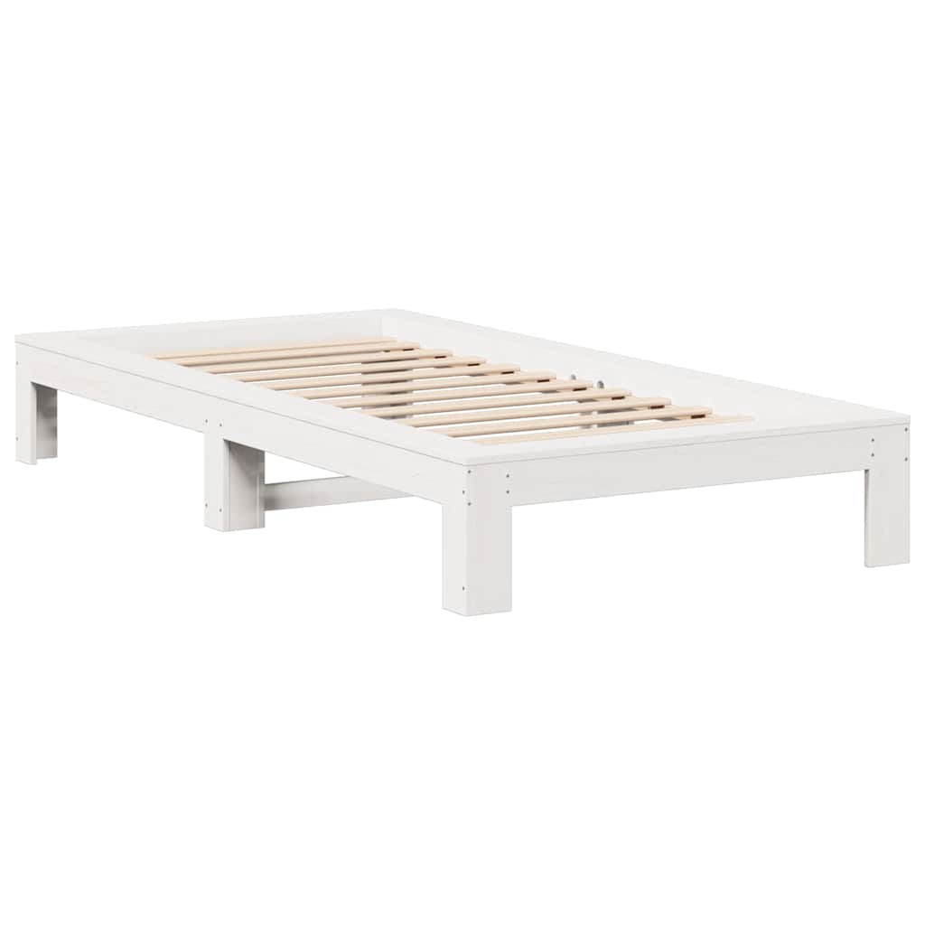 vidaXL Rama łóżka bez materaca, biała, 90x190 cm, lite drewno sosnowe