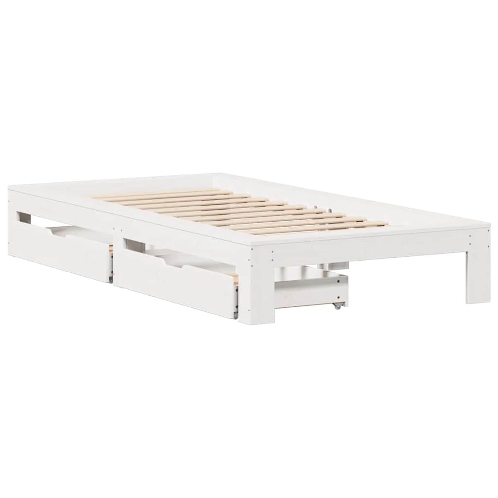 vidaXL Rama łóżka bez materaca, biała, 75x190 cm, lite drewno sosnowe