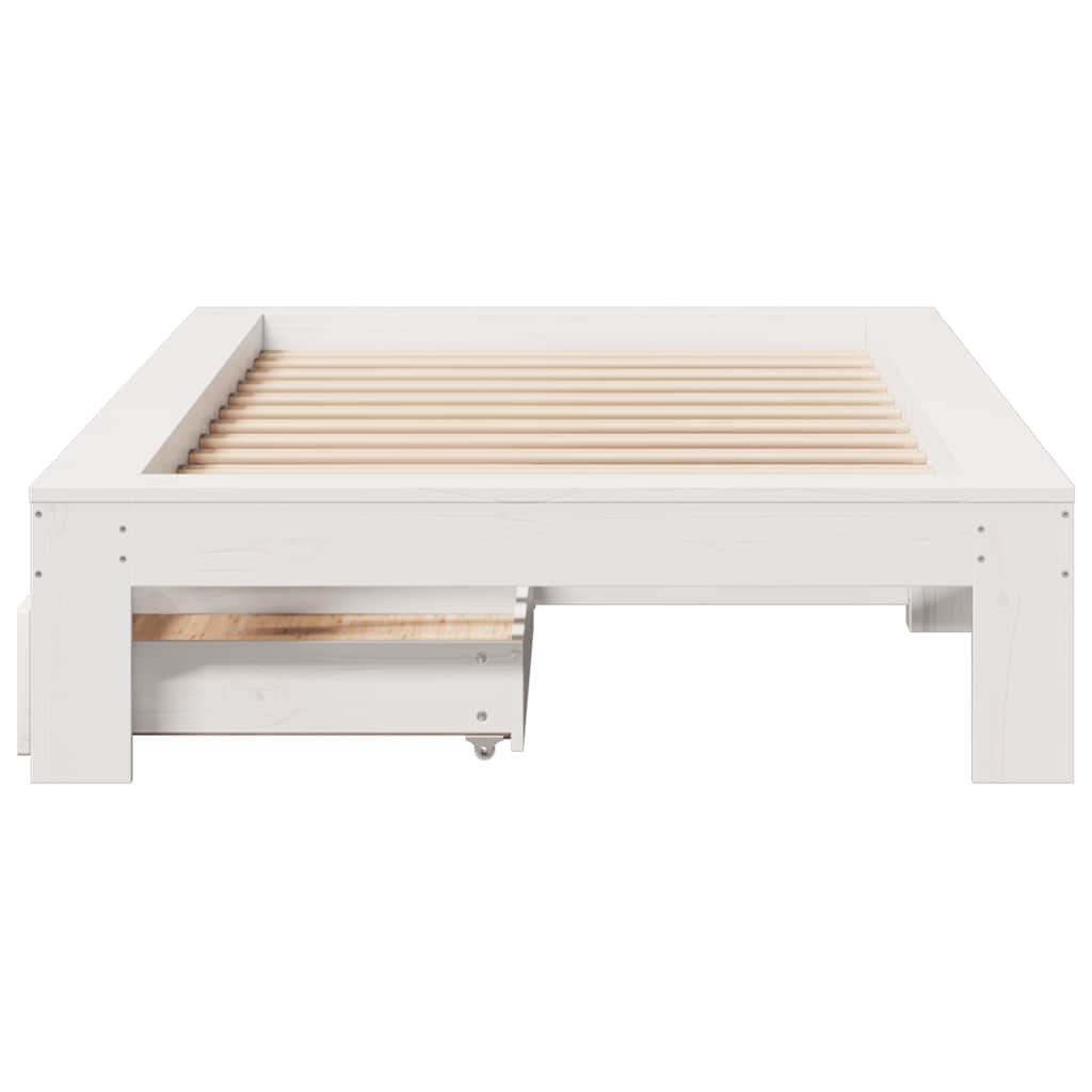 vidaXL Rama łóżka bez materaca, biała, 75x190 cm, lite drewno sosnowe