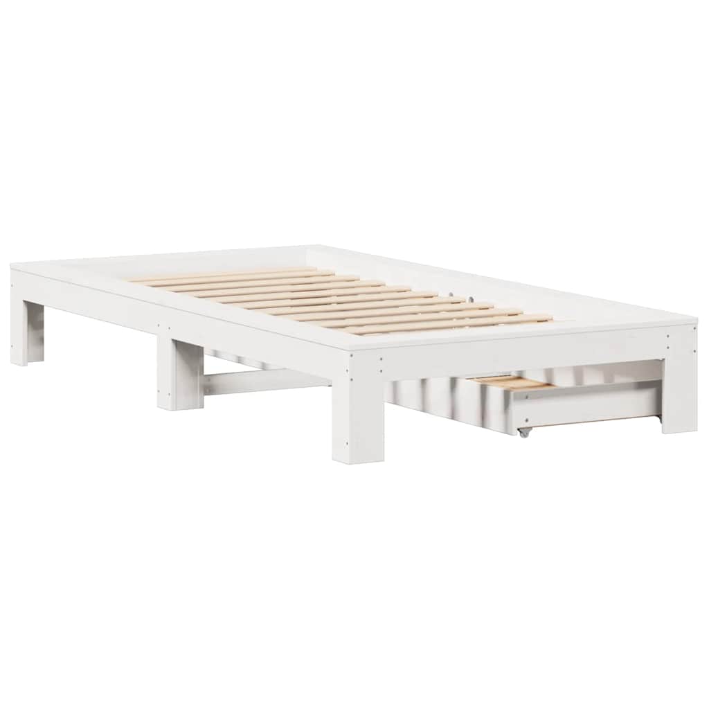 vidaXL Rama łóżka bez materaca, biała, 75x190 cm, lite drewno sosnowe
