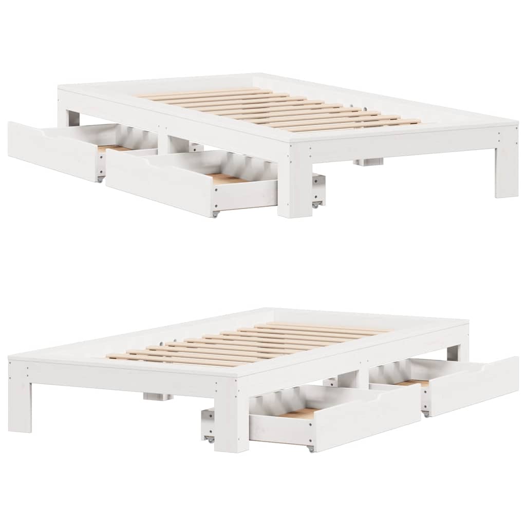 vidaXL Rama łóżka bez materaca, biała, 75x190 cm, lite drewno sosnowe