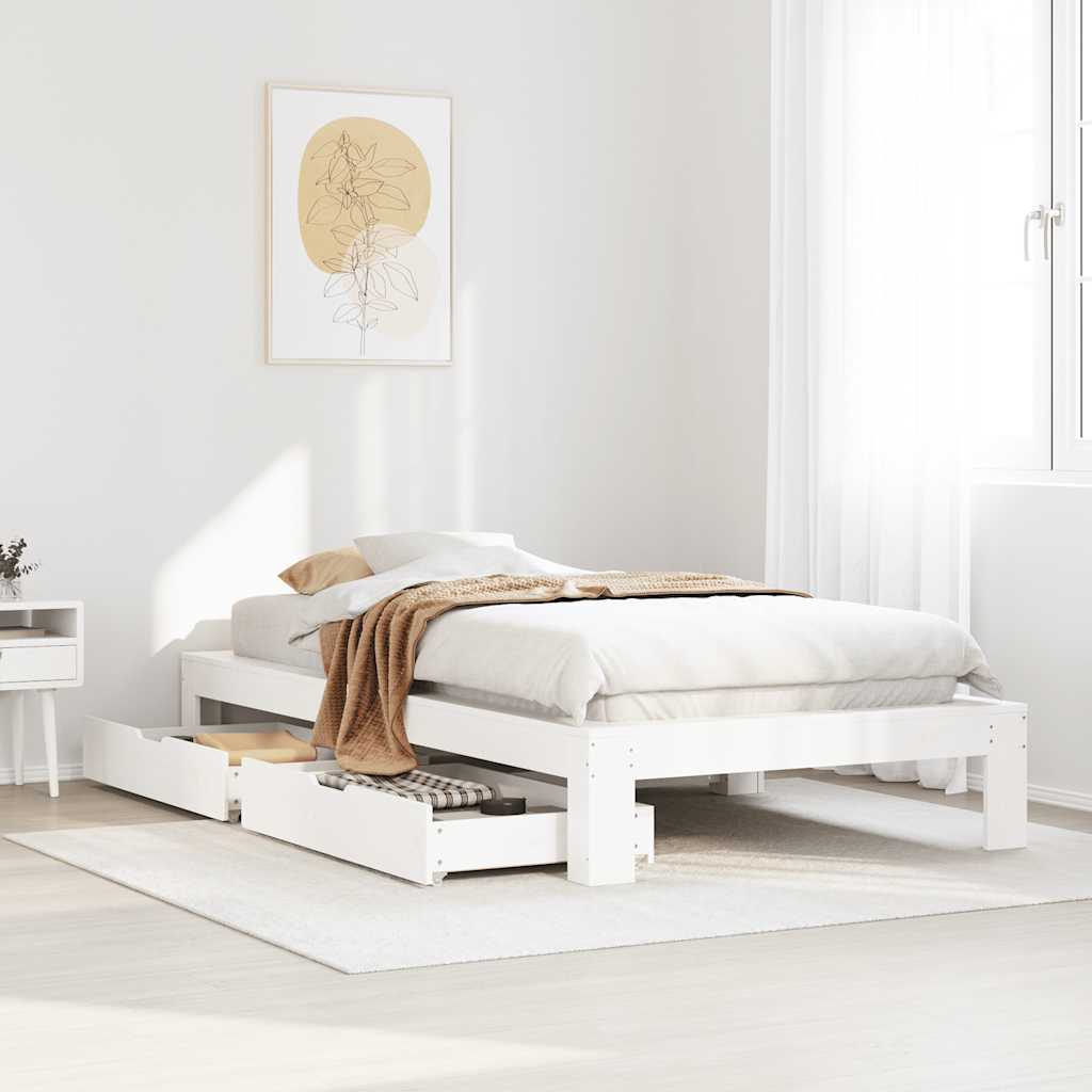 vidaXL Rama łóżka bez materaca, biała, 75x190 cm, lite drewno sosnowe