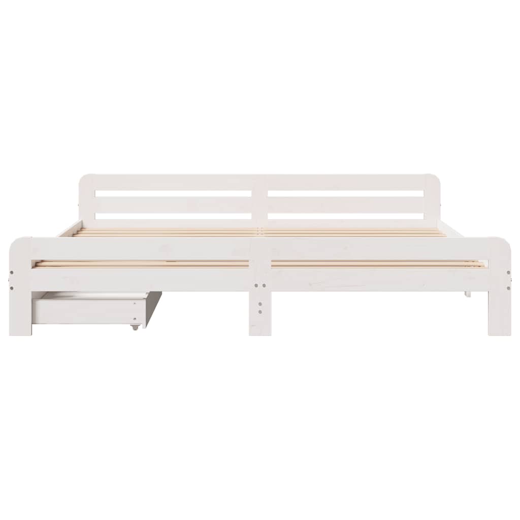 vidaXL Łóżko bez materaca, białe, 200x200 cm, lite drewno sosnowe