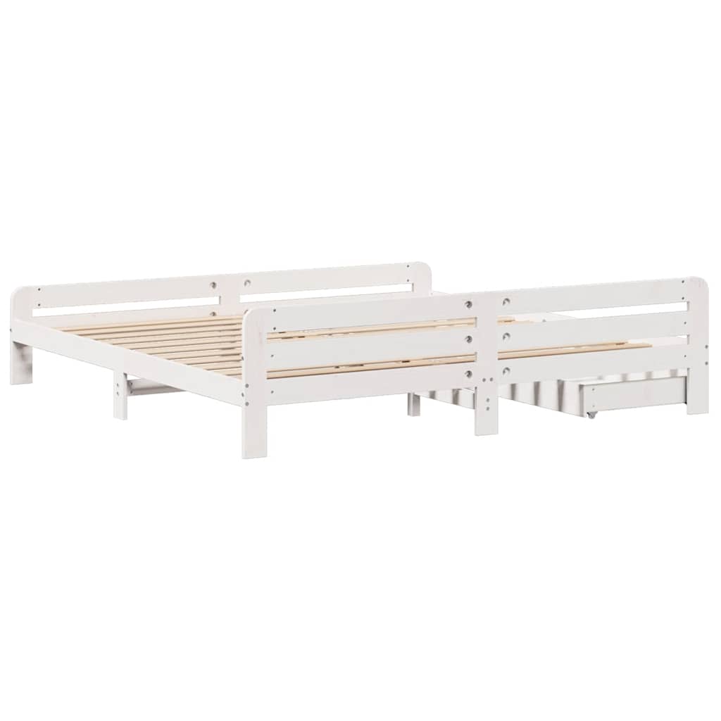 vidaXL Łóżko bez materaca, białe, 200x200 cm, lite drewno sosnowe