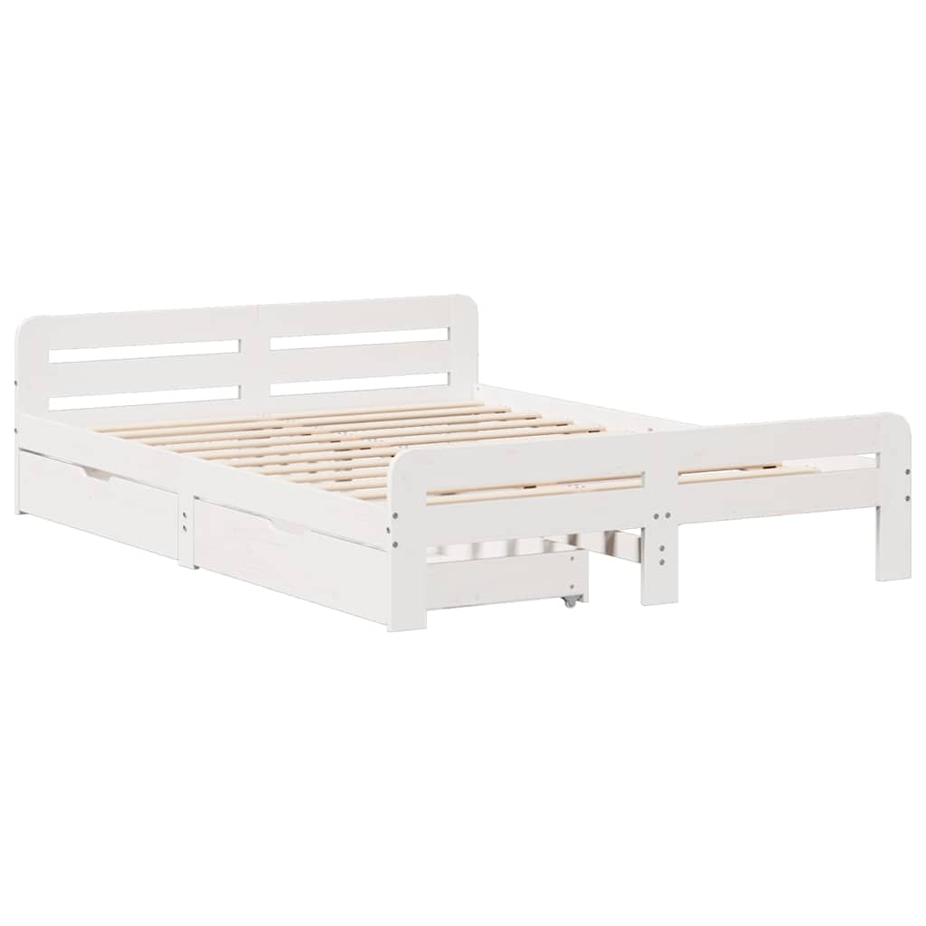 vidaXL Rama łóżka bez materaca, biała, 140x190 cm, lite drewno sosnowe