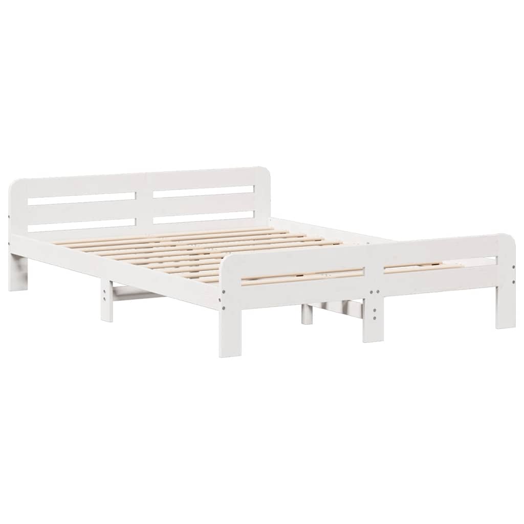 vidaXL Rama łóżka bez materaca, biała, 140x190 cm, lite drewno sosnowe