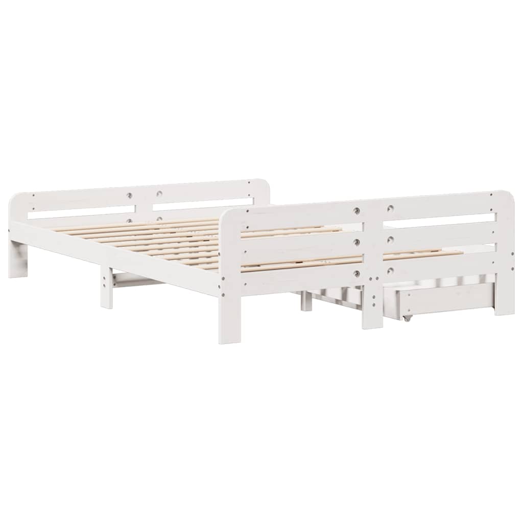 vidaXL Rama łóżka bez materaca, biała, 140x190 cm, lite drewno sosnowe