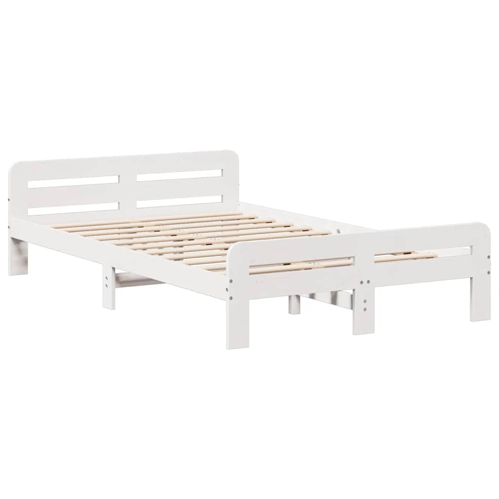 vidaXL Rama łóżka bez materaca, biała, 135x190 cm, lite drewno sosnowe