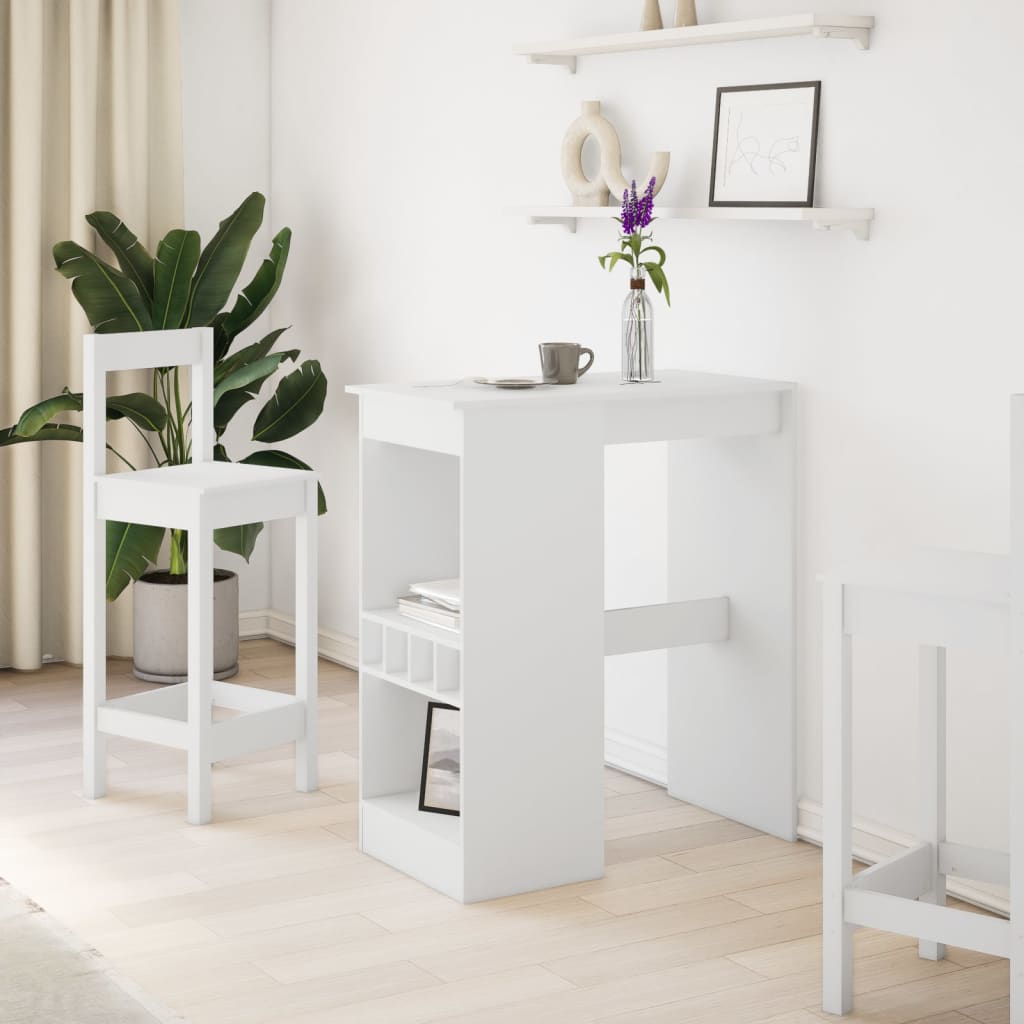 vidaXL Stolik barowy z przegródkami, biały, 90x47,5x103,5 cm