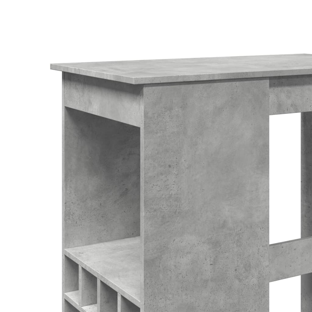 vidaXL Stolik barowy z przegródkami, szarość betonu, 90x47,5x103,5 cm