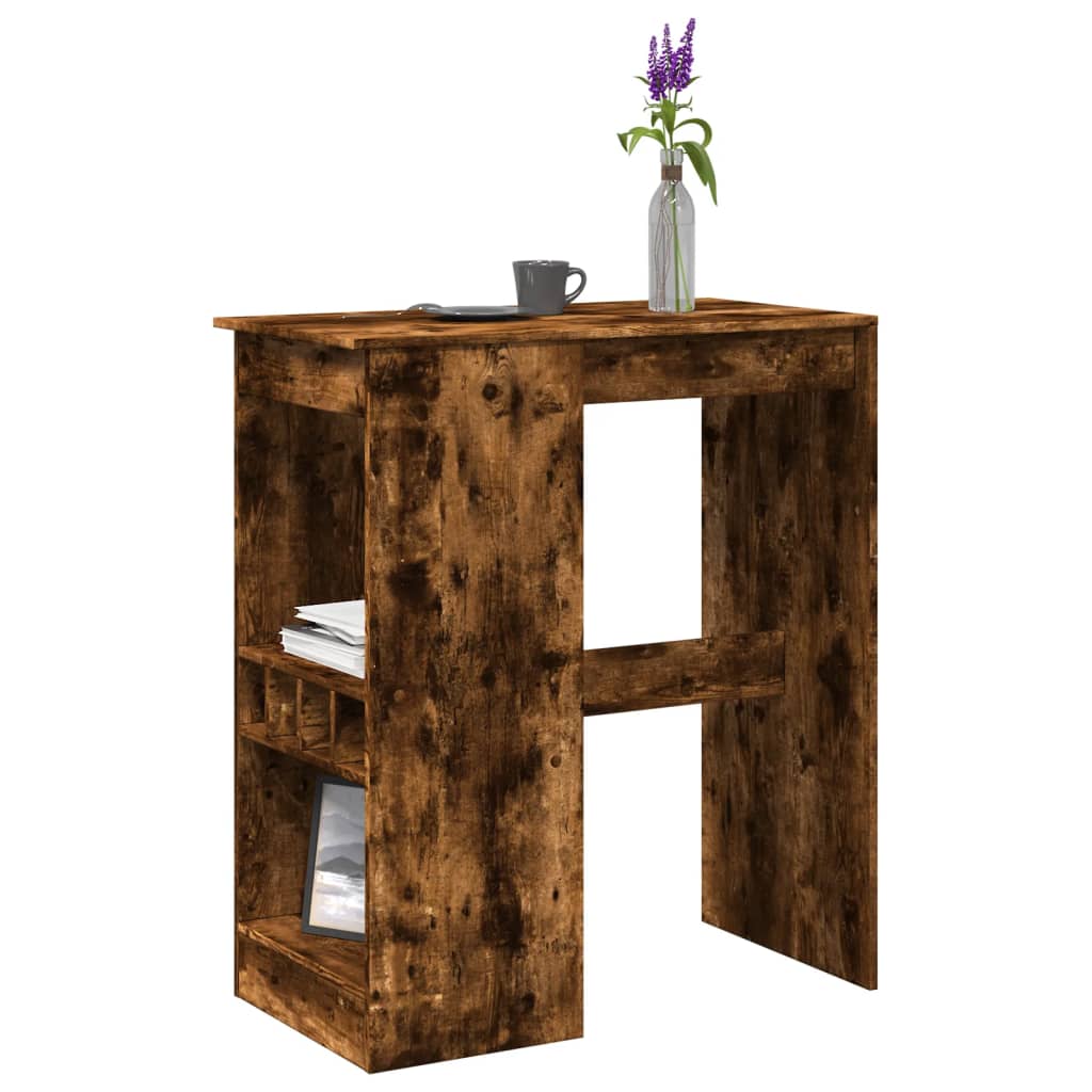 vidaXL Stolik barowy z przegródkami, przydymiony dąb, 90x47,5x103,5 cm