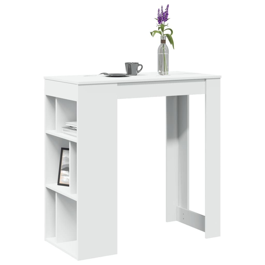 vidaXL Stolik barowy z przegrodami, biały, 102x50x103,5 cm