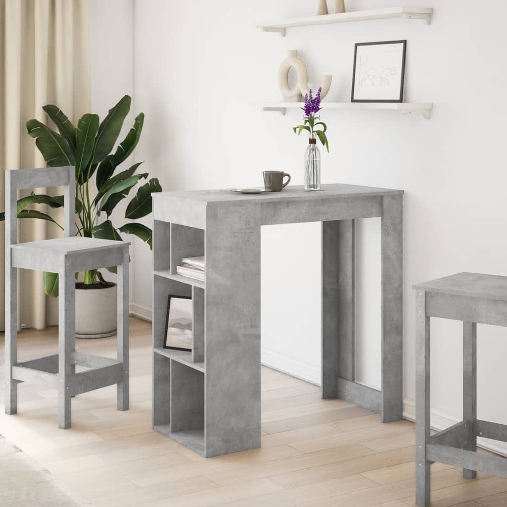 vidaXL Stolik barowy z przegrodami, szarość betonu, 102x50x103,5 cm