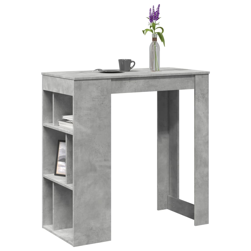vidaXL Stolik barowy z przegrodami, szarość betonu, 102x50x103,5 cm