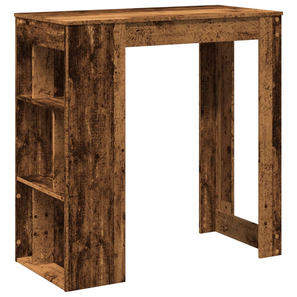 vidaXL Stolik barowy z przegrodami, stare drewno, 102x50x103,5 cm