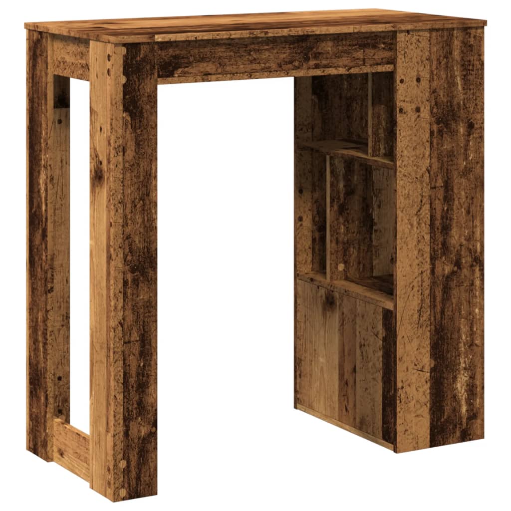 vidaXL Stolik barowy z przegrodami, stare drewno, 102x50x103,5 cm