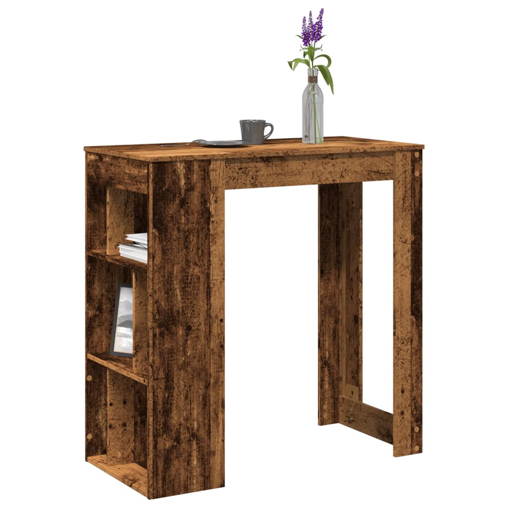 vidaXL Stolik barowy z przegrodami, stare drewno, 102x50x103,5 cm