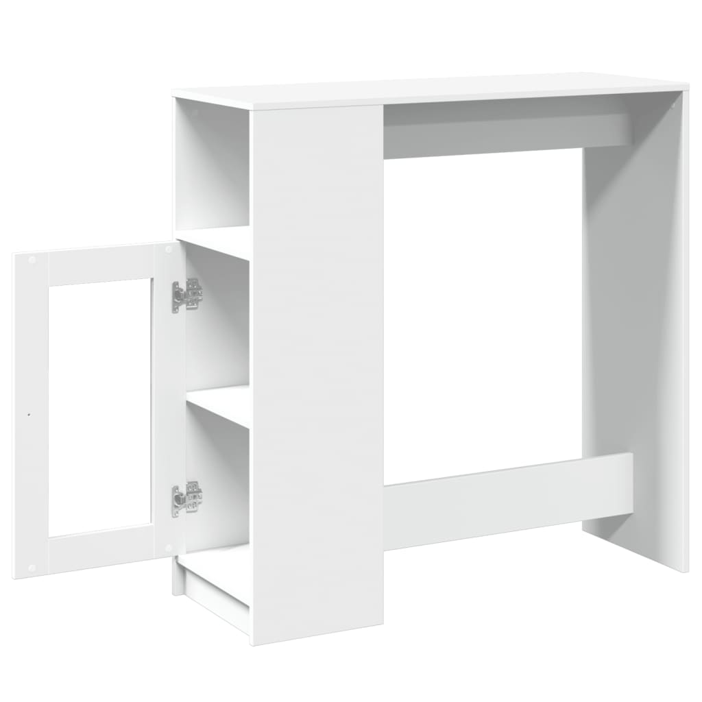 vidaXL Stolik barowy z przegrodami, biały, 101x40x103,5 cm