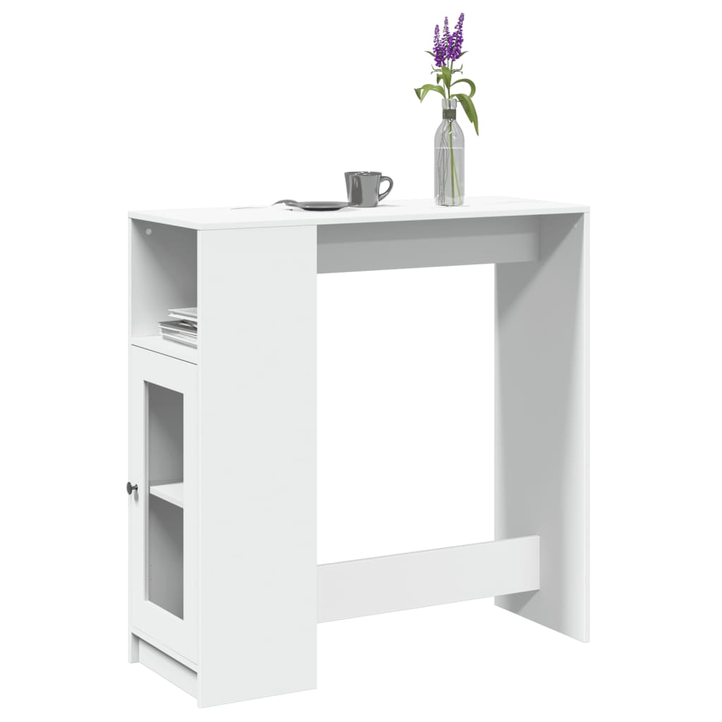 vidaXL Stolik barowy z przegrodami, biały, 101x40x103,5 cm