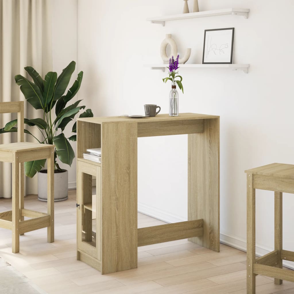 vidaXL Stolik barowy z przegrodami, dąb sonoma, 101x40x103,5 cm